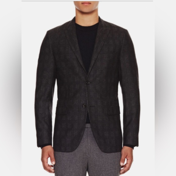 THEORY Wellar Keatz Trim Fit Charcoal Multi Plaid Sport Coat Blazer Size 40R